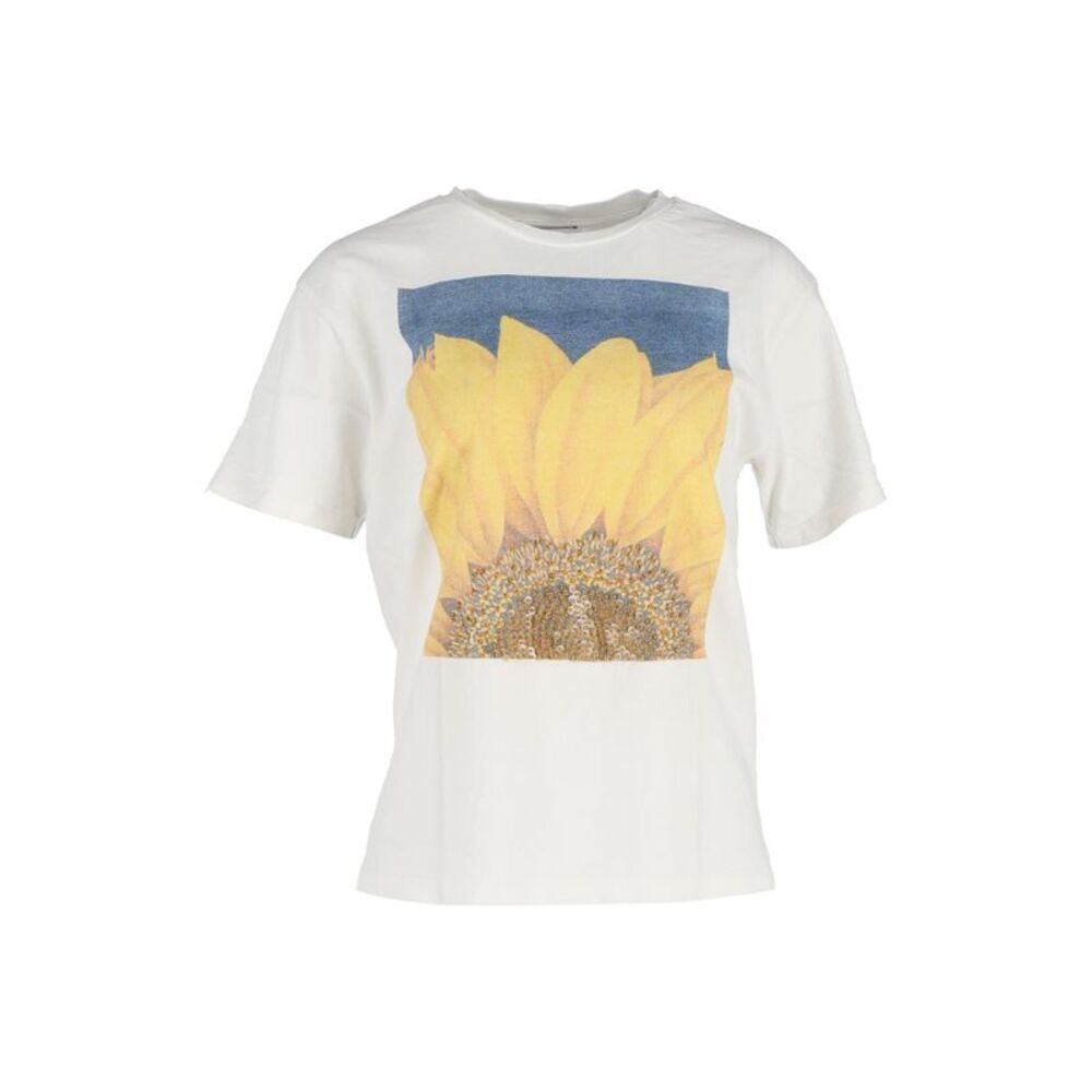 Sandro Sunflower Graphic T-Shirt in Cream Organic Cotton